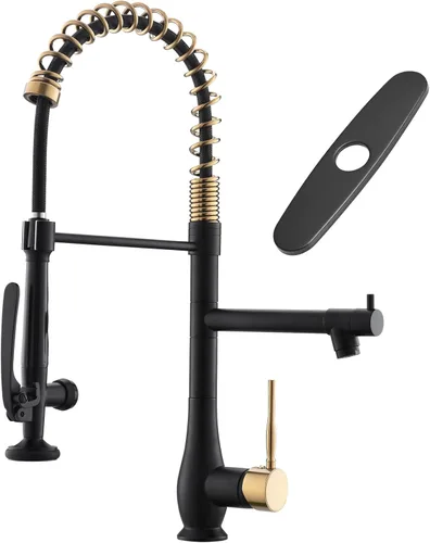 Miniatura 20 de GIMILI Grifo de cocina negro mate con rociador extraíble de una sola manija grifo de fregadero de cocina de alta presión grifos de cocina