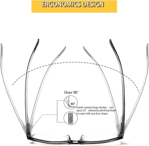 Miniatura 4 de Kerecsen Paquete de 4 Gafas de Lectura para Hombres y Mujeres con Bisagras de Resorte, Anteojos Rectangulares Negros Ligeros para Lectura