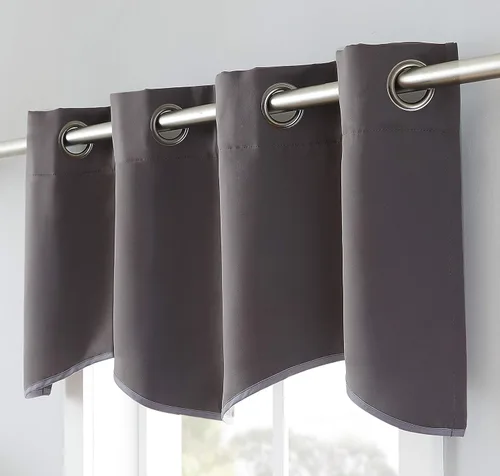 Miniatura 2 de LinenZone 1 Panel de Cortina Cenefa Festoneada - Cortina Opaca Premium con Ojales - 54 pulgadas de ancho x 18 pulgadas de largo - Cortinas Sólidas