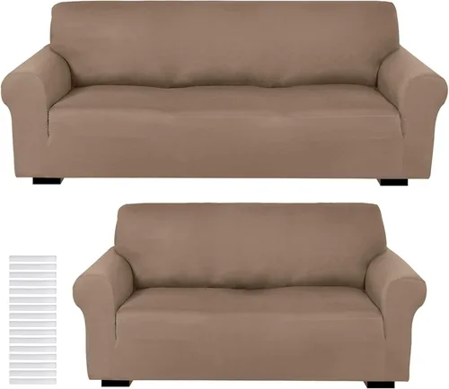 Miniatura 29 de Peryiter Juego de 2 fundas para sofá de dos plazas Fundas para muebles para sala de estar para sofá, sillón, ajuste elástico, a prueba de arrugas