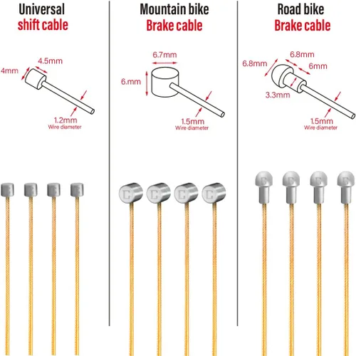 Miniatura 6 de CNC Pro Slick Cable de cambio de bicicleta pulido para Shimano/SRAM Bicicleta de montaña, bicicleta de carretera, cable de cambio de MTB 1.2X