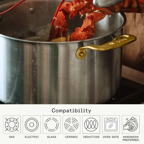 Miniatura 4 de Made In Cookware - 8 Quart Stainless Steel Stock Pot With Lid (Antique Brass Handle) - 5 Ply Stainless Clad - Professional Cookware - Crafted in