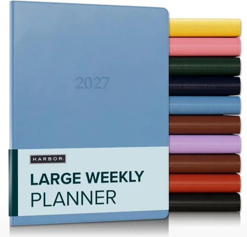 Miniatura 14 de Harbor Agenda semanal y mensual grande 2025-2026 – Agenda con calendario y cuaderno, piel sintética duradera, 192 páginas, tapa blanda
