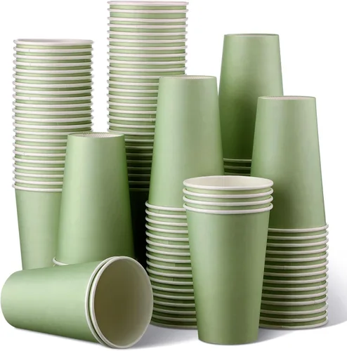 Miniatura 11 de Funtery 100 tazas de papel de color rosa claro de 9 onzas desechables taza de café rosa taza de fiesta para graduación, boda, vacaciones, picnic