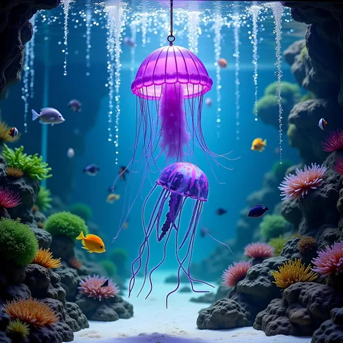 Miniatura 5 de Medusa artificial púrpura brillante adecuada para pecera, decoración de acuario, adornos populares, decoración de acuario, adornos temáticos