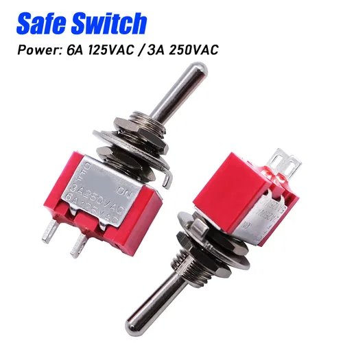 Miniatura 6 de Mxuteuk 8 piezas interruptor de palanca mini SPST interruptor en miniatura encendido/apagado 2 terminales 2 posiciones 6 A 125 V 3 A 250 V