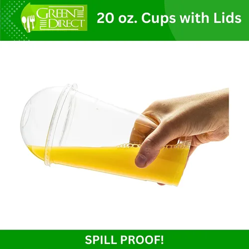 Miniatura 4 de Green Direct Vasos de plástico desechables transparentes de 20 onzas con tapas, café helado, tazas de té Boba de burbujas para bebidas frías