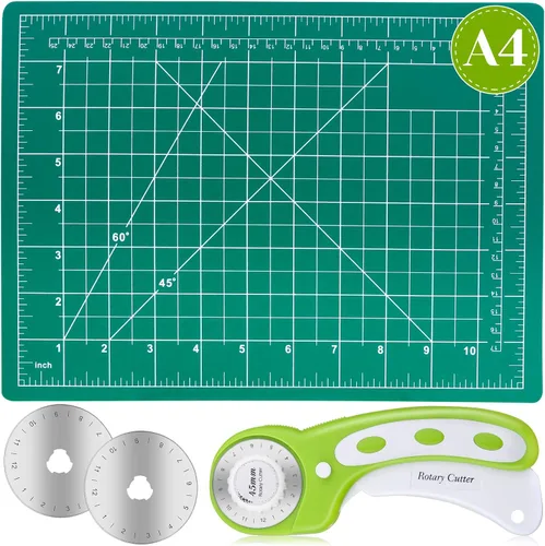 Juego de Cortador Rotativo, Audab Alfombrillas de Costura Autorreparables Cortador Rotativo y Alfombrilla 45mm Juego de Cortador de Tela Rotativo