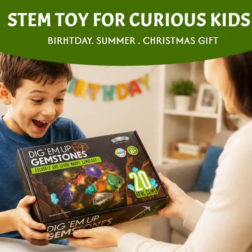Miniatura 7 de LotFancy Kit de excavación de piedras preciosas, 20 gemas reales, kit de ciencia para niños de 8 a 12 años, juguete educativo, regalo de cumpleaños