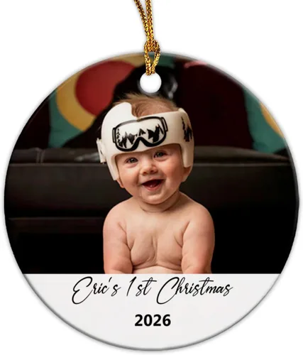 Miniatura 12 de Adorno de Navidad con foto personalizada 2025 para la familia, aniversario como el señor y la señora abuelos, carga cualquier imagen, cualquier foto