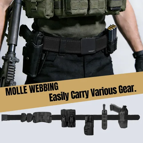 Miniatura 5 de WONDAY Men Gun Belt Concealed Carry 1.5" Rigid Stiff Work CCW EDC Tactical Ratchet Nylon Heavy Duty Belt Holster Tool Battle