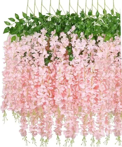 Miniatura 12 de OUKEYI Guirnalda de flores artificiales de glicina, 12 unidades, flores falsas de seda de 3.6 pies para colgar en interiores y exteriores, hogar