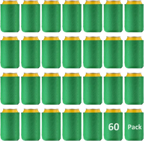 Miniatura 12 de CHENGU Paquete de 60 fundas para enfriar latas de neopreno en blanco, fundas aislantes de bebidas, plegables para fiestas, eventos o bodas