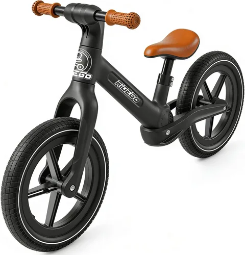 Ridego Bicicleta de equilibrio de 14 pulgadas para niños de 3 a 6 años, bicicleta ligera para niños pequeños con neumáticos de goma de aire, asiento