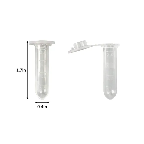 Tubos de centrífuga, paquete de 200 tubos de ensayo Mirco graduados transparentes de polipropileno de 0.1 fl oz con tapa a presión para contenedor