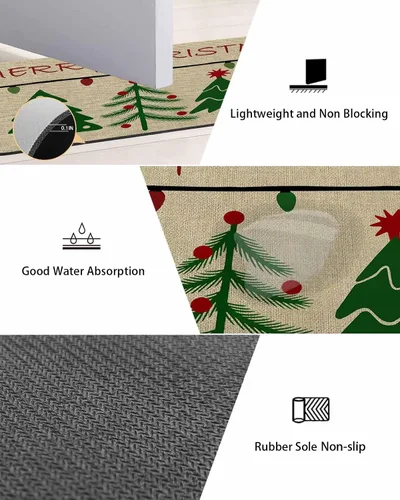 Miniatura 4 de Tapete de baño de Navidad para bañera, antideslizante, de secado rápido y absorbente, con tierra de diatomeas, para fregadero de cocina, lavable