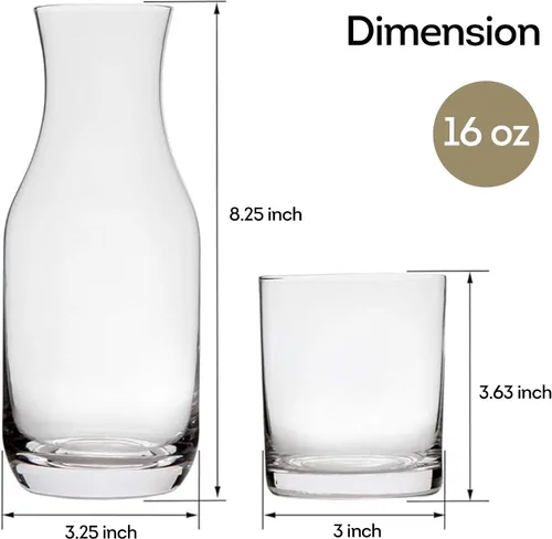 Miniatura 3 de Lily's Home Jarra de agua de noche para mesita de noche con vaso de cristal, uso en dormitorio, baño o cocina, usar la taza como tapa, 16 onzas