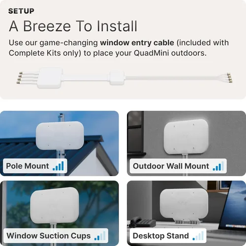 Miniatura 4 de Waveform QuadMini: Kit de antena de perfil bajo MIMO 4x4 Antena externa para enrutadores y gateways 4G/5G para Internet residencial T-Mobile
