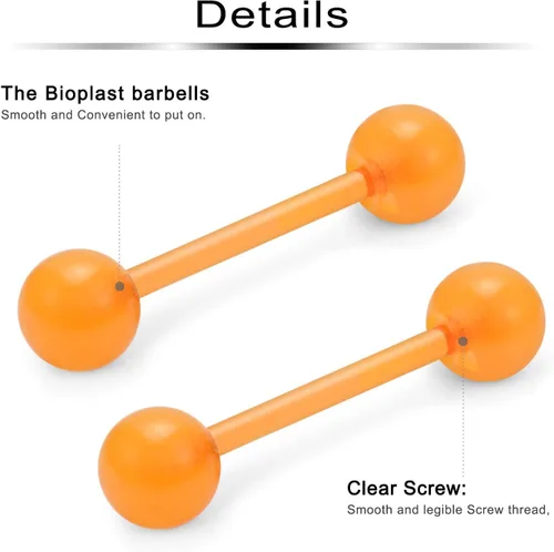 Miniatura 6 de Ftovosyo - Retenedor recto de aro para lengua o pezón calibre 14 G de 5/8 de pulgada (16 mm) que brilla en la oscuridad, de acrílico flexible; joyas