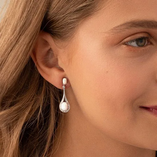 Miniatura 2 de Aretes de ópalo y plata esterlina con forma oval de 3,50quilates