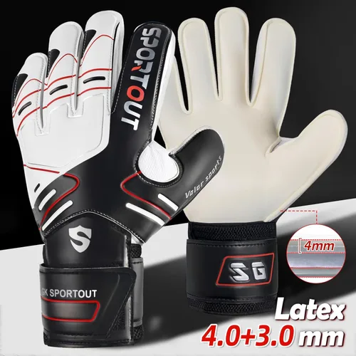 Miniatura 2 de Sportout Guantes de portero para jóvenes y adultos, agarre fuerte para las paradas más difíciles, con protección en los dedos y látex de 4+3MM