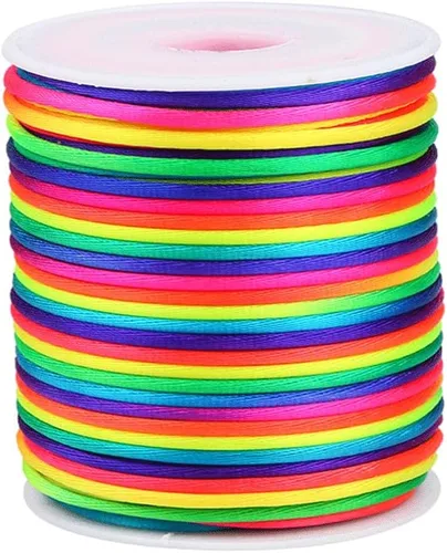 Miniatura 13 de TONIFUL 1 mm x 100 yardas de cordón de nailon blanco satinado para hacer pulseras, cordón de macramé cola de ratón, cordón de cuentas a granel
