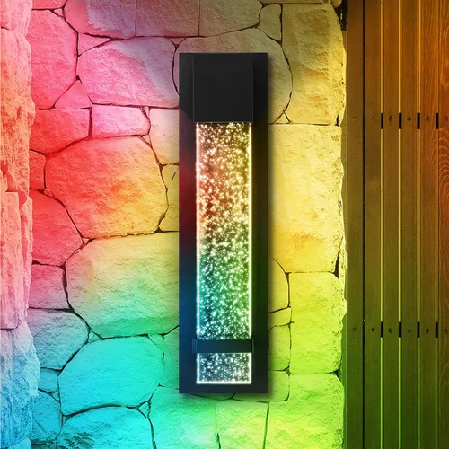 Miniatura 15 de ASD Lámpara de pared LED de vidrio burbuja de 24 pulgadas, aplique texturizado para exteriores e interiores 3CCT, impermeable, regulable, Negro