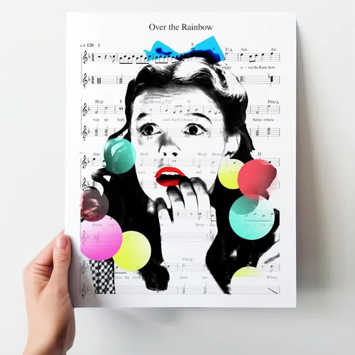 Miniatura 3 de Dorothy Pop Art - Arte pop de 11 x 14 pulgadas – Mago de Oz en algún lugar sobre el arco iris – Partitura de película para decoración del hogar