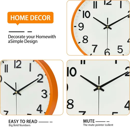 Miniatura 4 de Wall Clock, Modern 8 Inch Small Wall Clocks Battery Operated, Silent Non-Ticking Analog Classic for Office, Home, Bathroom, Kitchen, Bedroom