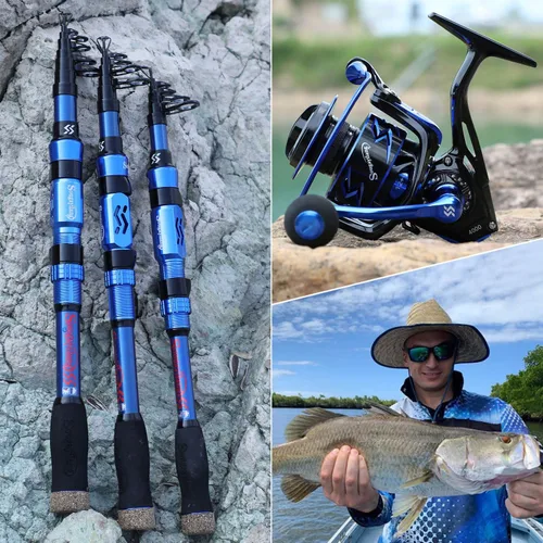Miniatura 9 de Sougayilang - Combos de carretes y cañas de pescar, fibra de carbono 24 toneladas, carretes y cañas telescópica portátiles para viajes, pesca