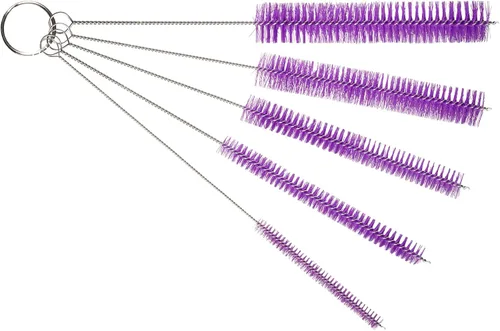 Miniatura 18 de Juego de cepillos de limpieza de tubos de 10 pulgadas, paquete de 10 cepillos de paja de nailon extralargos con asas flexibles para botellas, Negro