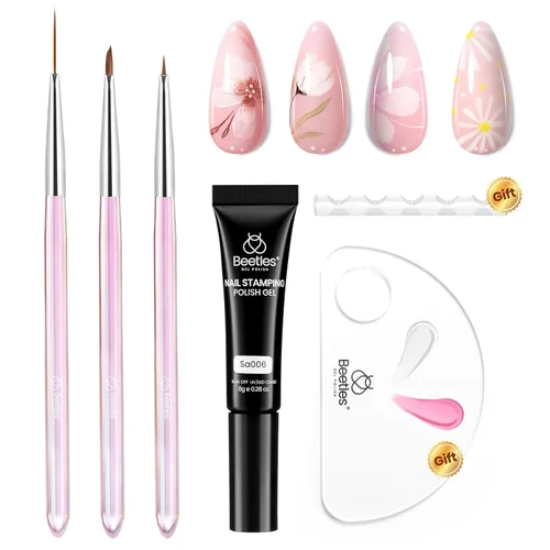 Miniatura 9 de Beetles Gel Polish Juego de 7 pinceles para arte de uñas, pinceles de diseño de uñas para esmalte de gel, manicura de salón de bricolaje