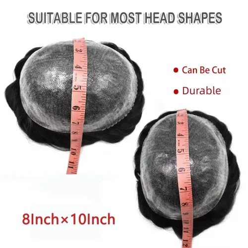 Miniatura 6 de Toupee - Sistema de reemplazo de cabello de polietileno completo para hombre, cabello humano europeo para hombre, tupé de 0.004 in, piel duradera