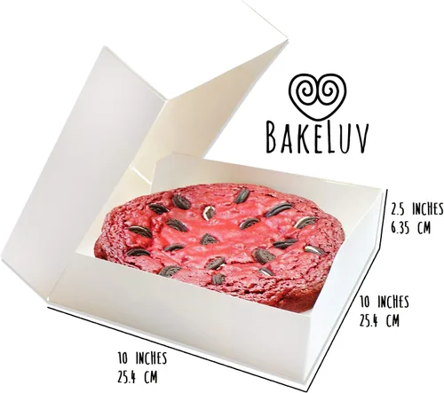 Miniatura 2 de BAKELUV Cajas para tartas de 10 x 10 x 2.5 pulgadas, color blanco, 50 unidades, autoemergentes, panadería, pastelería, golosinas, galletas, tarta