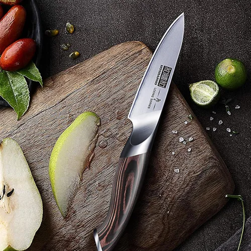 Miniatura 5 de HOSHANHO - Cuchillo de pelar de 3.75 pulgadas, cuchillos de cocina pequeños de acero inoxidable japonés de alto carbono, cuchillo de fruta ultra