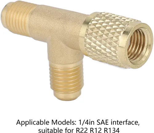 Miniatura 2 de 1/4 in válvula acoplador rápido adaptador en T, acoplador rápido acceso Tee HAVC vacío Tee adaptador de la camiseta refrigerante adaptador
