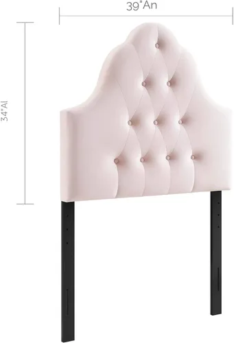 Miniatura 2 de Modway Sovereign - Cabecero de terciopelo con estilo capitoné de diamantes para cama individual, color rosa