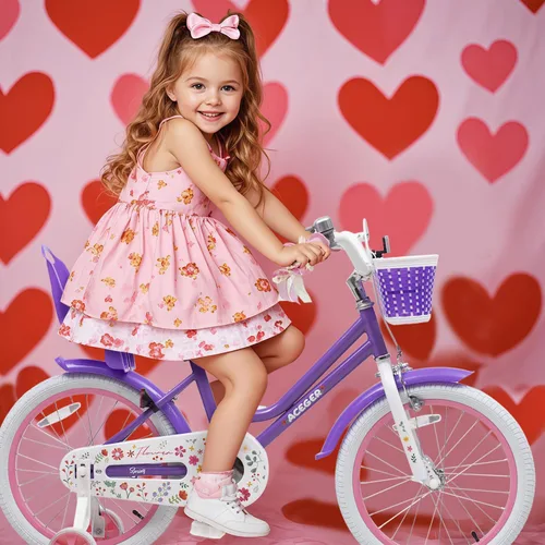 Miniatura 7 de ACEGER Girls Bike with Basket for Ages 2-12 Years Old Kids, 12 14 16 18 Inch with Training Wheels，Princess Style with Streamers, Handbrake & Coaster