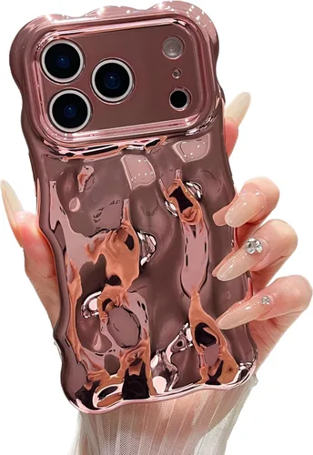 Miniatura 67 de XIZYO Funda para iPhone 13 de 6.1 pulgadas, bonito patrón de ondas, estético, 3D, rizado, ondulado, chapado en purpurina, para mujeres y niñas, Azul