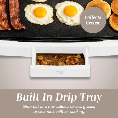 Miniatura 7 de COOK WITH COLOR Plancha eléctrica de 1200 W, superficie antiadherente para panqueques, hamburguesas, huevos y más, control de temperatura extraíble