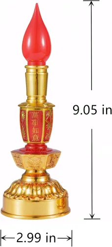 Miniatura 3 de Lámpara de vela china retro LED estilo vintage nostálgico antiguo estilo chino suministros budistas - 1 par Rojo