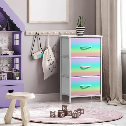 Miniatura 6 de Sorbus Mesita de noche con 3 cajones, mueble de noche y mesa auxiliar para el hogar, accesorios de dormitorio, oficina, dormitorio universitario