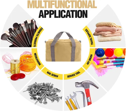 Miniatura 4 de Bolsa de herramientas pequeña, bolsa de almacenamiento de herramientas de lona, gran capacidad, multiusos, con cremallera, bolsa organizadora suave