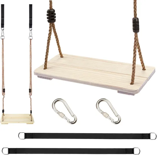 KINSPORY - Juego de columpios para exteriores, cuerda de nailon ajustable con correas para colgar en el árbol, asiento de columpio de madera para