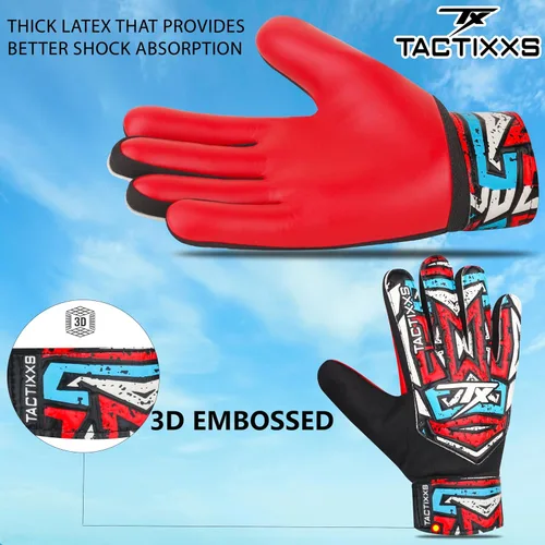 Miniatura 20 de Guantes de portero de fútbol para niños y jóvenes, guantes de portero de fútbol Funky antideslizantes con palma de látex de 0.16 in con agarres Azul