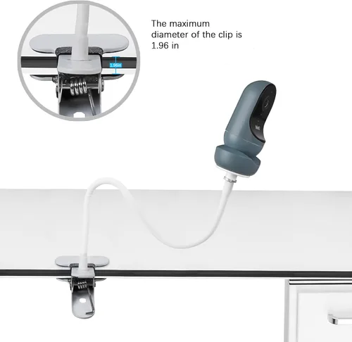 Miniatura 3 de HOLACA Soporte de clip flexible para Owlet Cam 2 y Owlet Cam Baby Monitor Soporte de cámara con agujero roscado de 1/4 y montaje ajustable de 360