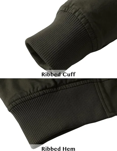 Miniatura 7 de WenVen Chaqueta bomber de algodón ligero para hombre, rompevientos militar casual
