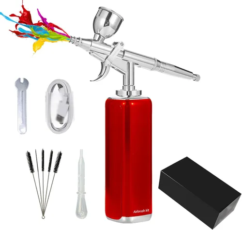 Miniatura 9 de Kit de aerógrafo inalámbrico de alto flujo de aire, compresor de cepillo de aire portátil inalámbrico, cepillo de aire mini recargable, pistola