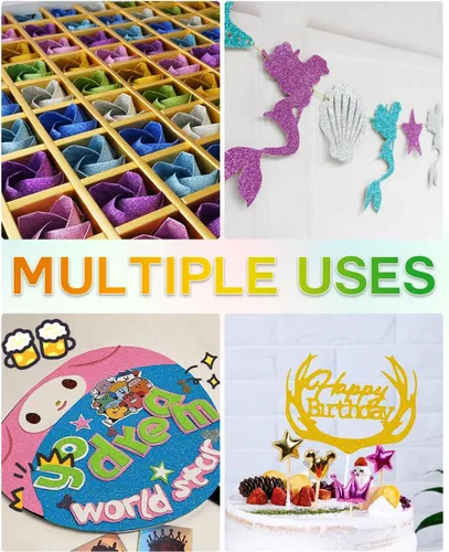 Miniatura 5 de Papel de cartulina con purpurina de 12 x 12 pulgadas, 92 libras, papel con purpurina de 92 libras, 60 hojas para álbumes de recortes, fabricación