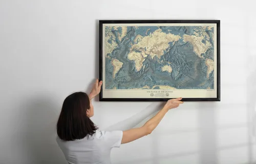 Miniatura 8 de Suelos oceánicos mundiales y alivio de la tierra 1976 - Impresión de mapas topográficos históricos - 24 x 16 pulgadas